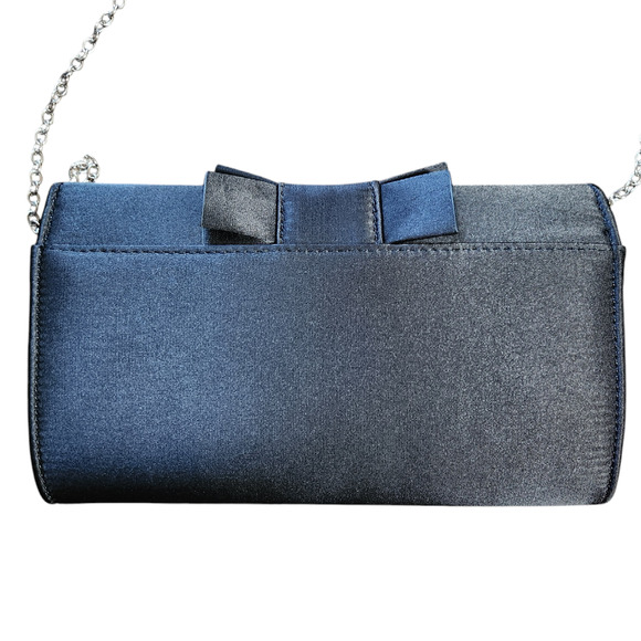 Kate Landry evening bag black satin ruffle with chain strap - Picture 3 of 7